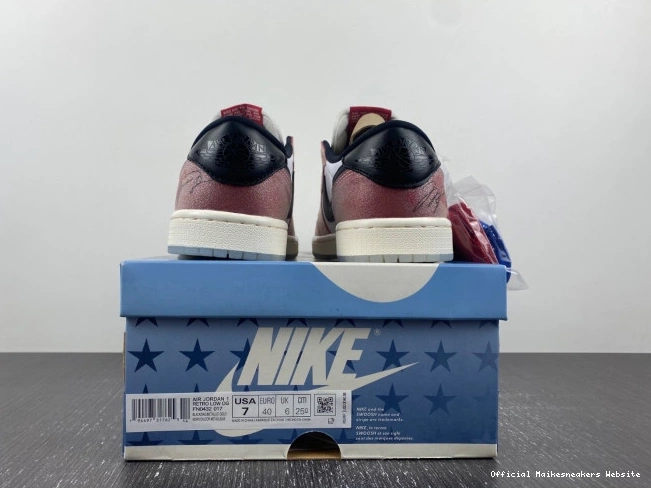 Official Maikesneakers FN0432-017 1 ROOM AIR LOW OG BLACK' X 'RED TROPHY JORDAN 0818